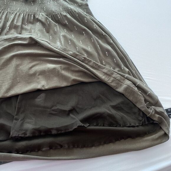 Garnet Hill Poet Knit‎ Midi Dress Medium Brown Olive Soft Knit Stretch Bohemian - Picture 12 of 16